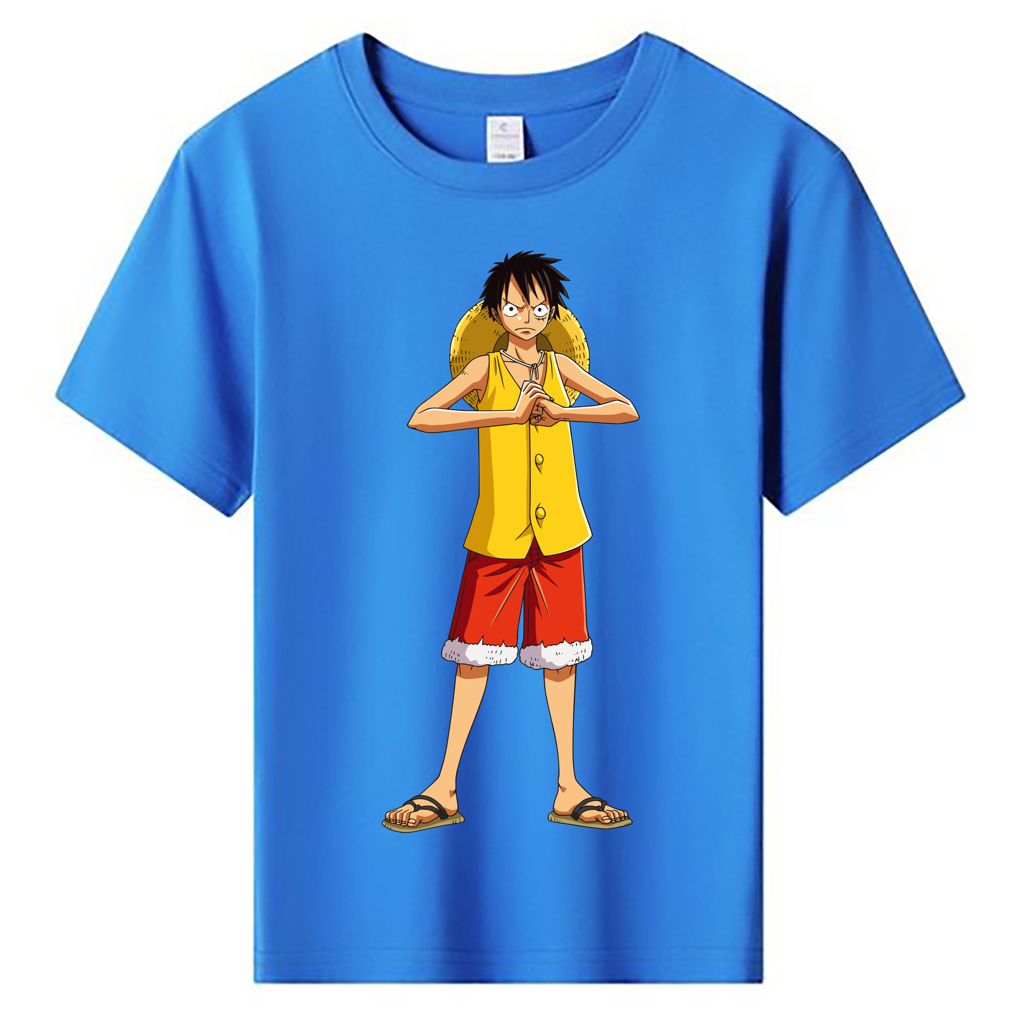 ワンピース モンキー・D・ルフィ ONE PIECE Monkey D. Luffy 綿100％キッズTシャツ（フロントプリント）